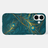Blauwgroen Peacock-veren met Paisley Case-Mate iPhone Case (Achterkant (horizontaal))