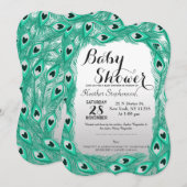 Blauwgroen Peacock-veren op witte tot grijze gradi Kaart (Voorkant / Achterkant)