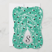 Blauwgroen Peacock-veren op witte tot grijze gradi Kaart (Achterkant)