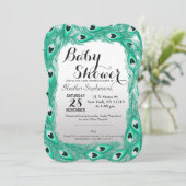 Blauwgroen Peacock-veren op witte tot grijze gradi Kaart (Staand voorkant)