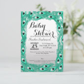 Blauwgroen Peacock-veren op witte tot grijze gradi Kaart (Staand voorkant)