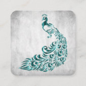 Blauwgroen Peacock Wedding and Bridal Services Vierkante Visitekaartje (Achterkant)