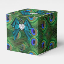 Blauwgroen Peacock Wedding Favor Box
