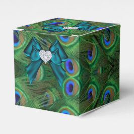 Blauwgroen Peacock Wedding Favor Box Bedankdoosjes