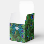 Blauwgroen Peacock Wedding Favor Box Bedankdoosjes (Geopend)