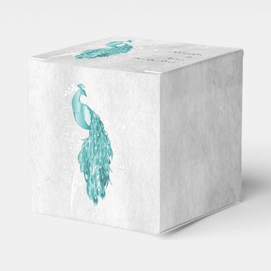 Blauwgroen Peacock Wedding Favor Box Bedankdoosjes (Voorkant Zijde)