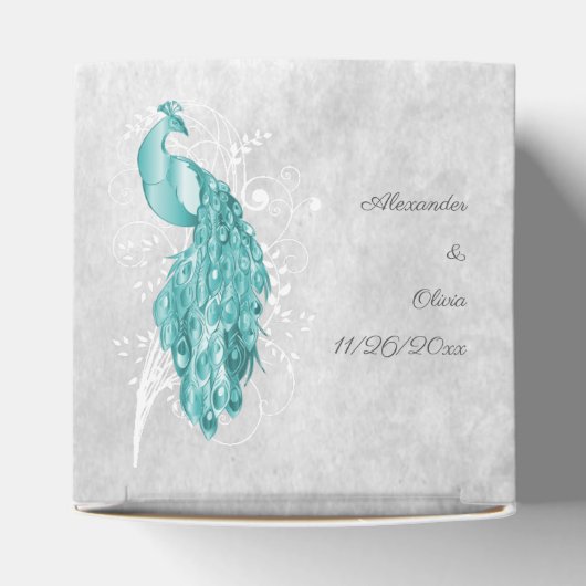 Blauwgroen Peacock Wedding Favor Box Bedankdoosjes (Bovenkant)
