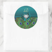Blauwgroen Peacock Wedding Gift Seal Ronde Sticker (Tas)