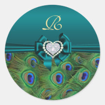 Blauwgroen Peacock Wedding Gift Seal