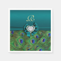 Blauwgroen Peacock Wedding Paper Party Napkins