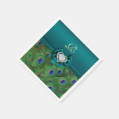 Blauwgroen Peacock Wedding Paper Party Napkins Servet (Hoek)