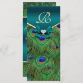 Blauwgroen Peacock Wedding Program Rack Kaart (Voorkant / Achterkant)