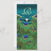 Blauwgroen Peacock Wedding Program Rack Kaart (Voorkant)