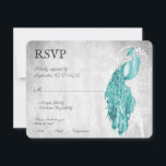 Blauwgroen Peacock Wedding RSVP-Kaart RSVP Kaartje<br><div class="desc">Stuur gasten een eenvoudige en elegante Blauwgroen Peacock Wedding RSVP Kaart met uw uitnodiging. Het ontwerp van de reactiekaart is voorzien van een elegante pauw tegen een kwetsbare foliage- en slijmachtergrond. Pas aan met de antwoorddatum en menuopties. Extra trouwbenodigdheden zijn ook beschikbaar bij dit ontwerp.</div>