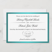 Blauwgroen Peacock Wedding Save the Date Photo Car (Achterkant)