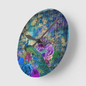Blauwgroen peacocks Franse acrylwandklok Ronde Klok (Hoek)
