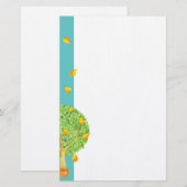 Blauwgroen peerbomen briefpapier (Voorkant / Achterkant)