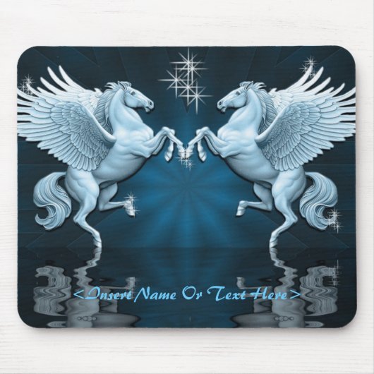 Blauwgroen Pegasus Reflectie Muismat (Voorkant)