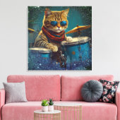 *~* BLAUWGROEN percussionist Cool Cat AP91 DRUMMER Canvas Afdruk (Insitu (Woonkamer))