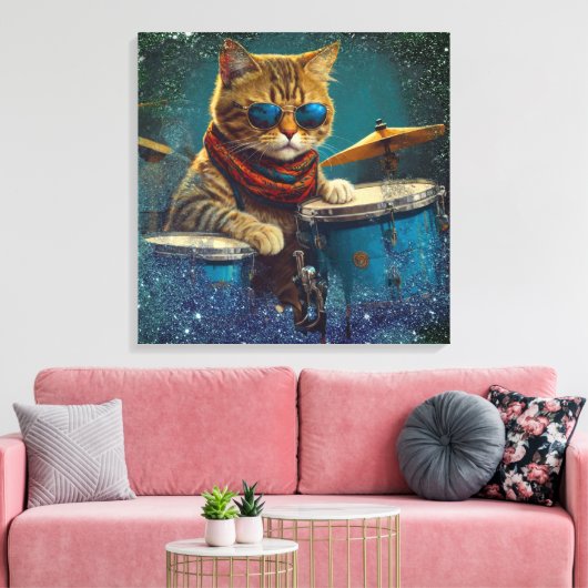 *~* BLAUWGROEN percussionist Cool Cat AP91 DRUMMER Canvas Afdruk (Insitu (Woonkamer))
