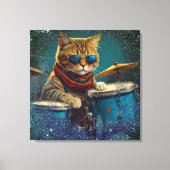 *~* BLAUWGROEN percussionist Cool Cat AP91 DRUMMER Canvas Afdruk (Voorkant)