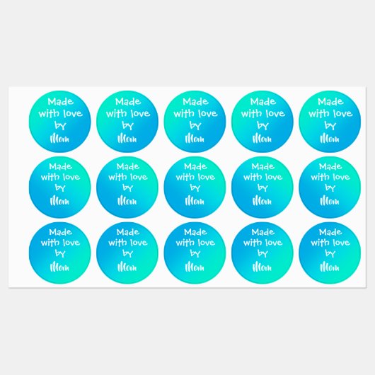 blauwgroen, persoonlijke etiketten met "Made with Labels (Vel)