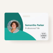 Blauwgroen Persoonlijke Foto, Logo, Barcode Medewe Badge (Voorkant)