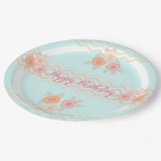 Blauwgroen perzik en roze Bord van Florence (Gekanteld)