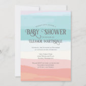 Blauwgroen perzik Waterverf Genderneutraal Baby sh Kaart (Voorkant)