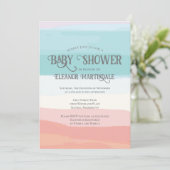 Blauwgroen perzik Waterverf Genderneutraal Baby sh Kaart (Staand voorkant)