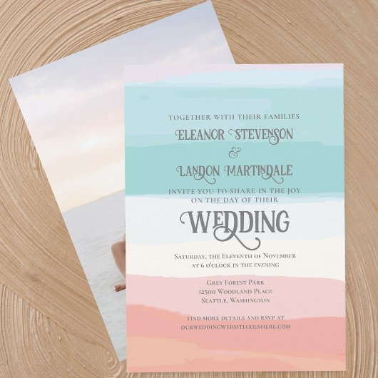 Blauwgroen perzik Waterverf zonsondergang Outdoor  Kaart