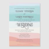 Blauwgroen perzik Waterverf zonsondergang Outdoor Magnetische Uitnodiging (Voorkant)