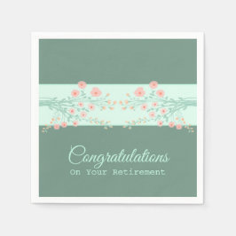 Blauwgroen perzikkleurig en roze Floral Servet