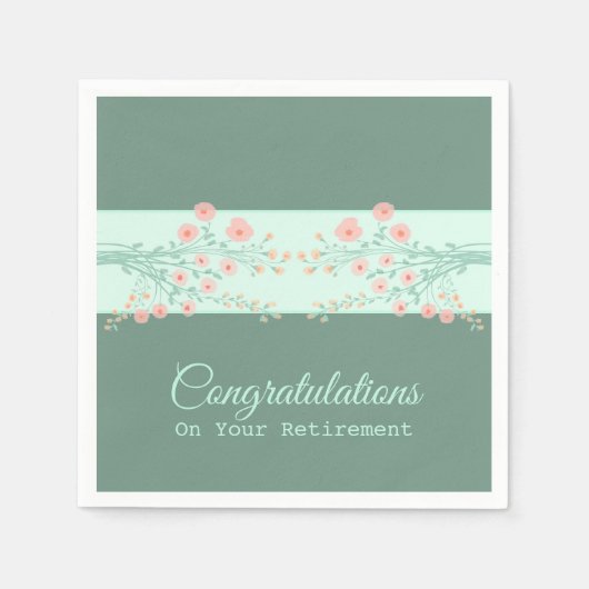 Blauwgroen perzikkleurig en roze Floral Servet (Voorkant)