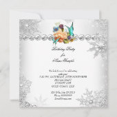 Blauwgroen perzikruitvlinder Silver White Celebrat Kaart (Achterkant)