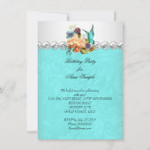 Blauwgroen Perzische Rozen Boterfly Birthday Kaart (Achterkant)