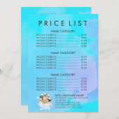 Blauwgroen Pet Groomer Zittende Hond Kat Spa Prijs Menu (Voorkant / Achterkant)