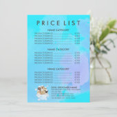 Blauwgroen Pet Groomer Zittende Hond Kat Spa Prijs Menu (Staand voorkant)