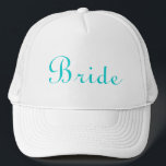 Blauwgroen Pet met briefteringen<br><div class="desc">Een prachtig pet voor de bruid-om-te-zijn in mooi blauwgroen letterwoord. Laat deze perfecte trouwaccessoire niet missen. Verander gewoon Bride naar Bridesmaid,  Maid of Honor,  of zelfs Bloemenmeisje. Geweldig vrijgezellenfeest cadeau voor elk van de mooie dames in je bruidfeestje.</div>