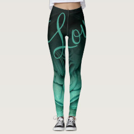 Blauwgroen petalen leggings