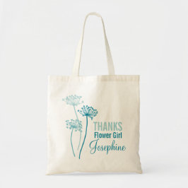 Blauwgroen peterselie bloemenzak met bloemenkoeien tote bag