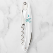 Blauwgroen Phoenix monogram Kurkentrekker (Voorkant)