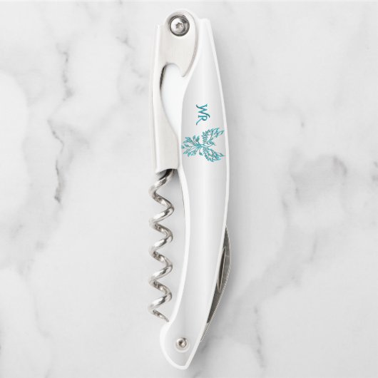 Blauwgroen Phoenix monogram Kurkentrekker (Voorkant)