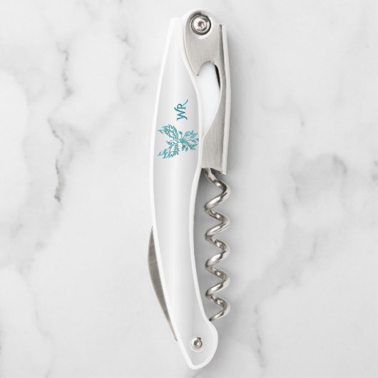 Blauwgroen Phoenix monogram Kurkentrekker (Achterkant)