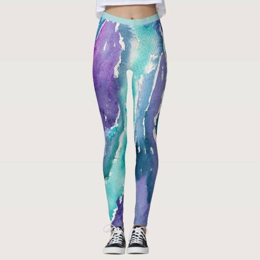 Blauwgroen pictogrammen leggings (Voorkant)
