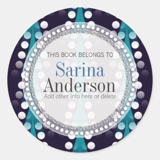 Blauwgroen Pijl Sparkle Pattern Gift Book label St (Voorkant)