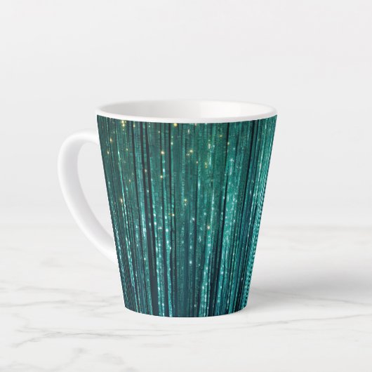 Blauwgroen Pine Green Tinsel Christmas Latte Mok (Linkerhoek)