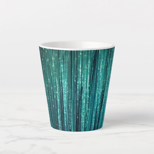 Blauwgroen Pine Green Tinsel Christmas Latte Mok (Voorkant)