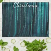 Blauwgroen Pine Green Tinsel Christmas Theedoek (Gevouwen)