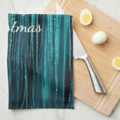 Blauwgroen Pine Green Tinsel Christmas Theedoek (Quarter Fold)